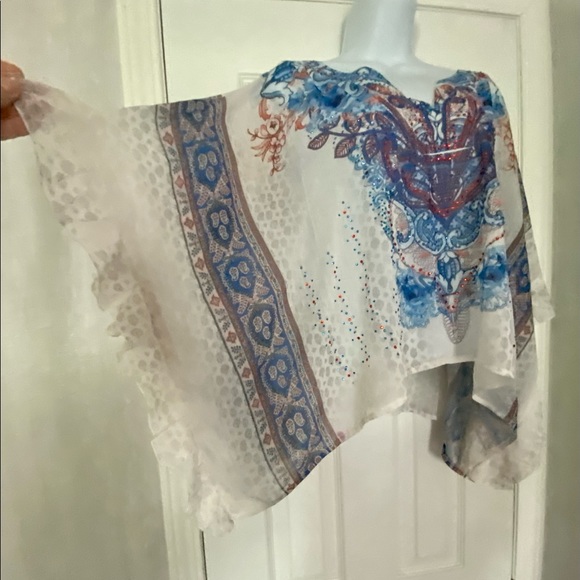 Style &Co Poncho Style V-Neck Blouse - Picture 2 of 4